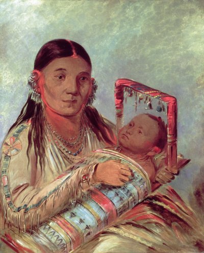 スー族の母と子 1830年頃 （油彩・キャンバス 作： George Catlin