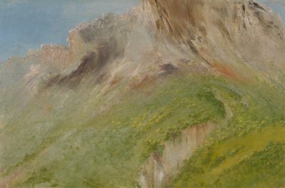 1834-1835、コマンチ村の近くにあるタワ・ケナ、またはロッキーマウンテン。 作： George Catlin