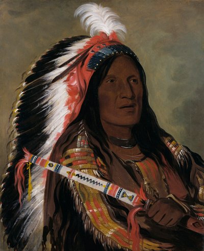 タ・テック・ア・ダ・ハール、スティープ・ウィンド、バッド・アロー・ポイント・バンドの勇者 作： George Catlin