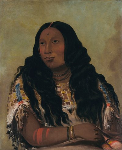 チョン-ス-モンス-カ、サンドバー、貿易商フランソワ・シャルドンの妻 作： George Catlin