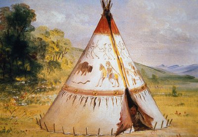 カラス族のティピー 1850年頃 （油彩・キャンバス 作： George Catlin