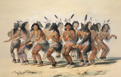 ベア ダンスの詳細、パブ。 1845年カラーリトグラフ。 作： George Catlin