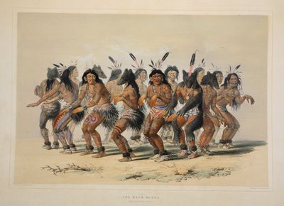 ベアダンス、パブ。 1845年カラーリトグラフ。 作： George Catlin