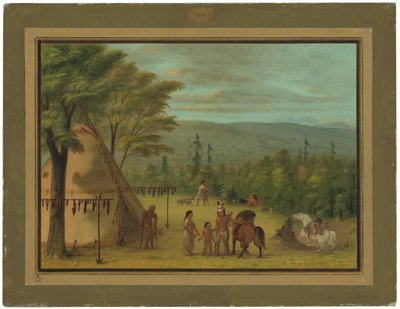 秋の狩りを始めるシャイアン・ブラザーズ 作： George Catlin