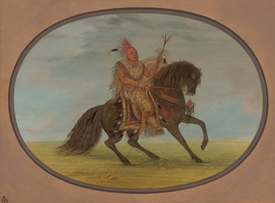 立派な馬に乗って走るキツネ - Saukie、18611869。 作： George Catlin