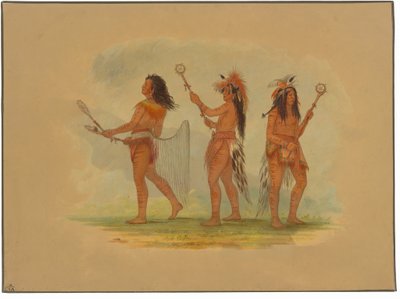 3 人の有名なボール プレーヤー - チョクトー、スー、オジベウェイ 作： George Catlin