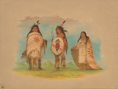 3 人のリッカリー インディアン、1861 年。 作： George Catlin