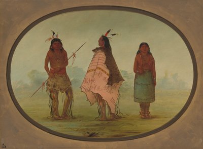 2 人のアパッチ戦士と 1 人の女性、18551869。 作： George Catlin
