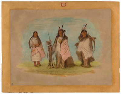 二人の黒足の戦士と一人の女性 作： George Catlin