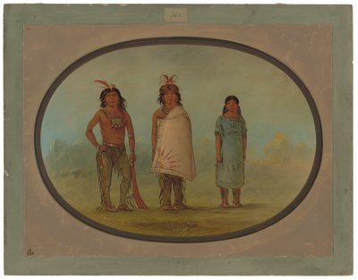 2 人のチッペウィアン戦士と 1 人の女性 作： George Catlin