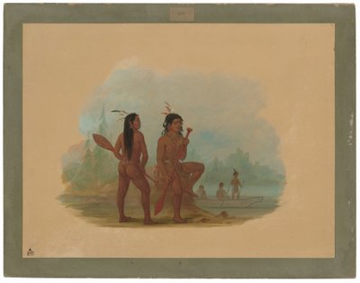 二人の若いヒダ族の男たち 作： George Catlin