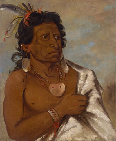 ウシ・イ・キッツ、羽で戦う者、部族の長 作： George Catlin