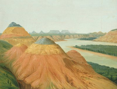 アッパー ミズーリ州のビッグ ベンドの眺め、1832 年。 作： George Catlin