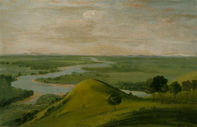 テキサス州、レッド川とフォルス・ウォシタ川の合流点の眺め 作： George Catlin