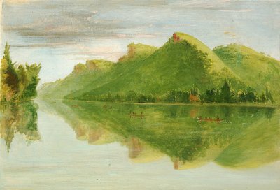 ミシシッピ上流、美しいプレーリー・ブラフの眺め 作： George Catlin