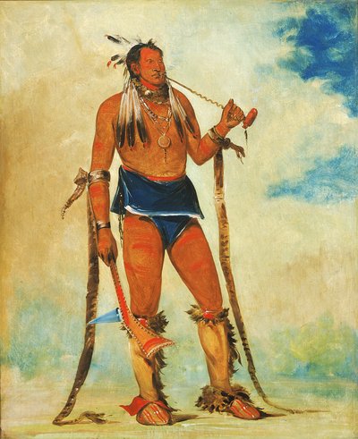 Wah-chee-háhs-ka、すべてを戸外に出す男、1835 年。 作： George Catlin