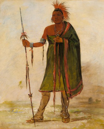 ウォッシュ・イム・ペ・シー、マッドマン、著名な戦士、1834年。 作： George Catlin