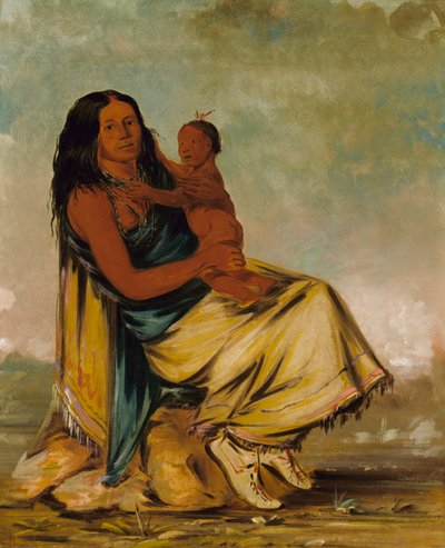 クラーモントの妻、ワー・チー・テと子供 作： George Catlin