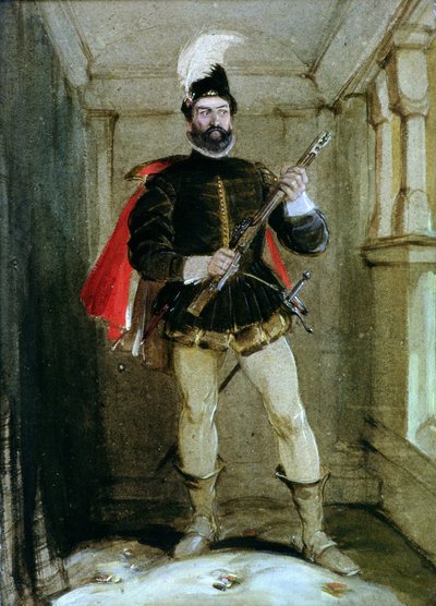 1570年1月23日、リンリスゴーでリージェントマレーを撮影するボスウェルハウのハミルトン 作： George Cattermole