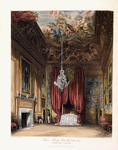クイーンメリーの州立寝室、ハンプトンコート、1819年 作： George Cattermole