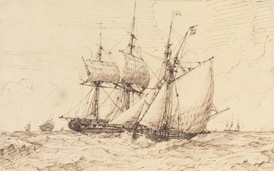 Lugger signaloi ohimenevää fregattia 作： George Chambers