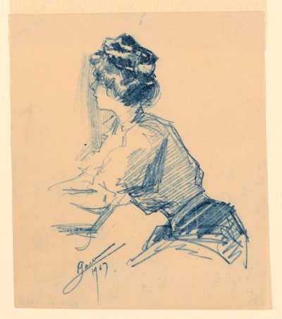 座っている女性 作： George Charles Aid