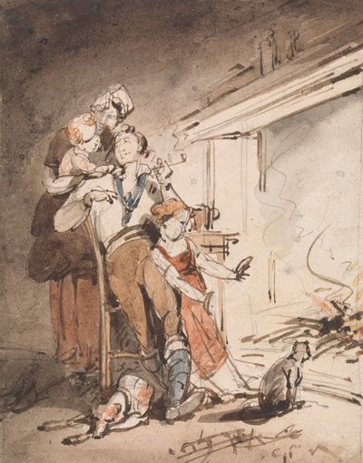 船乗りとその家族 作： George Chinnery