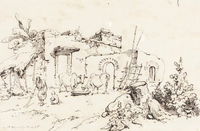 インドの村の情景 [裏面] 作： George Chinnery