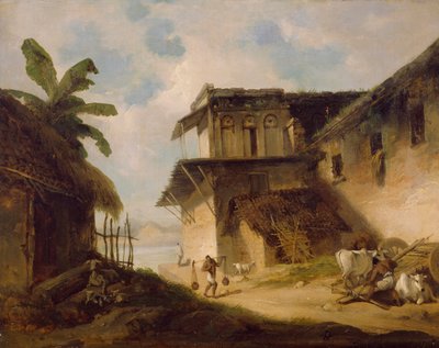 ベンガルの村のシーン、1819-1821 作： George Chinnery