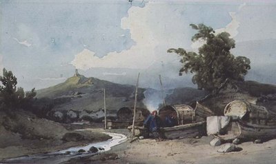 ボート住居、マカオ、中国 作： George Chinnery