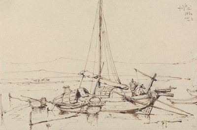 中国の船、1834 作： George Chinnery