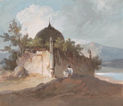 Intiaanitemppelin vieressä istuva hahmo 作： George Chinnery