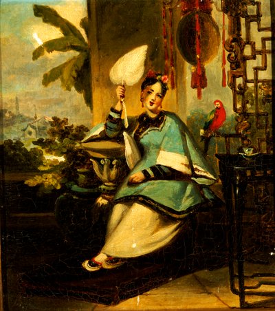 オウムを持つ少女の肖像画 作： George Chinnery