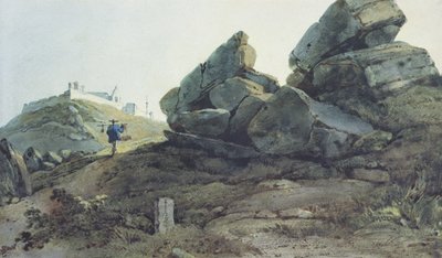 岩と丘の修道院、中国 作： George Chinnery