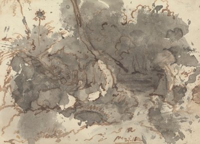Edifício de palha em uma madeira 作： George Chinnery