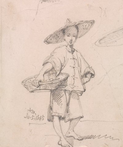 かごを持つ若者 作： George Chinnery