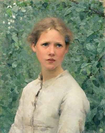 少女の頭 作： George Clausen