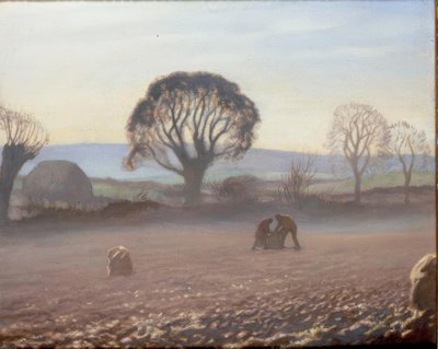 秋の朝–ジャガイモの収穫 作： George Clausen
