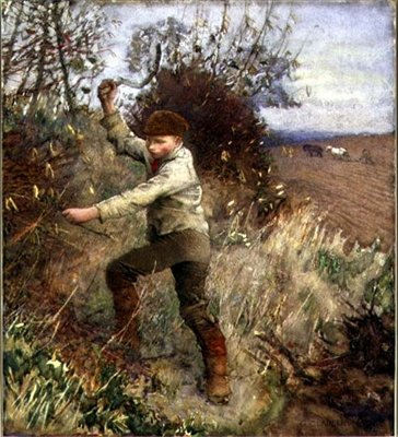 生け垣を刈る少年、1890 作： George Clausen