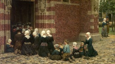 1876年、オランダのザイダーゼーにある漁村の大ミサ 作： George Clausen