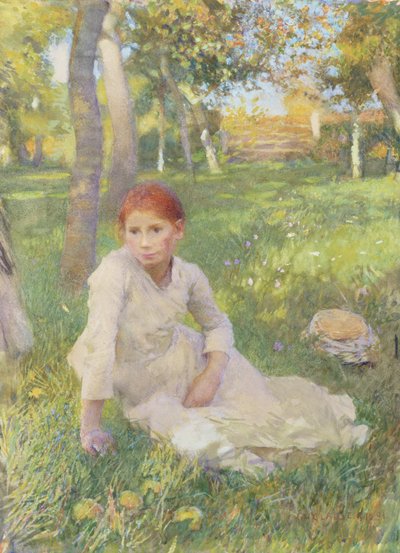 アイドル、1891年（ボードに取り付けられた紙のトイレ） 作： George Clausen