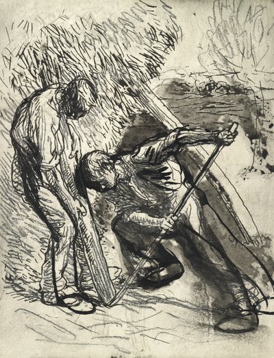 リックを支える、1900年頃（鉛筆、ペン、インク、紙 作： George Clausen