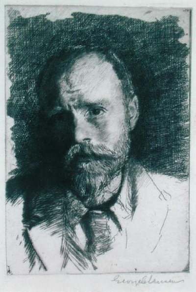 自画像」1895年頃（銅版画 作： George Clausen