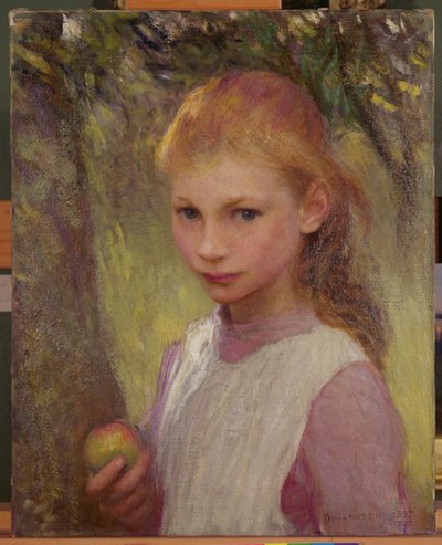恥ずかしがり屋の子供1897年、1907年に作り直されました（キャンバスに油彩） 作： George Clausen