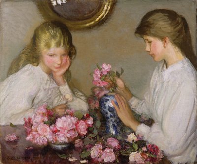二人の女の子が花を配置 作： George Clausen