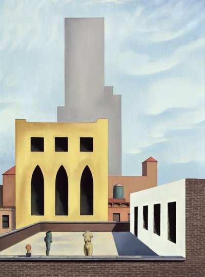 屋根の上の彫刻 作： George Copeland Ault
