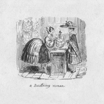 にぎやかな女性、1829 作： George Cruikshank