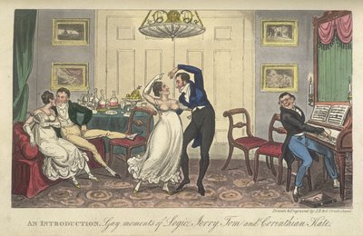 踊るカップル、ピアース・イーガン作「Life in London, etc.」 作： George Cruikshank