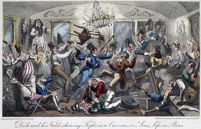 都会の地下室での戦い-ロンドンのデビッド・ケアリー著「Life in Paris」にて 作： George Cruikshank
