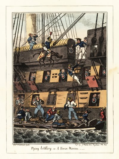 カーボベルデのサンティアゴで処罰された民兵竜騎兵、1828年（リトグラフ） 作： George Cruikshank